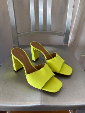 Reformation Neon Yellow Block Heel Mule